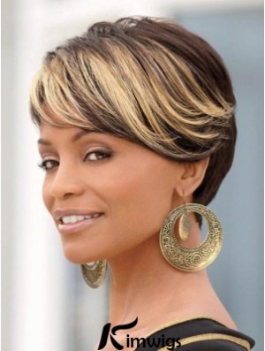 8 inch Synthetic Black Short Straight Wigs For African American Women