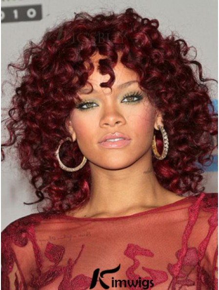 Red 14 inch Capless African American Curly Bob Wigs For Black Women