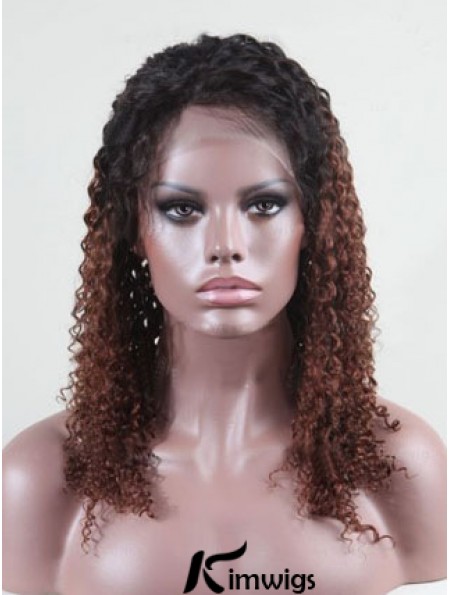 Shoulder Length Curly Without Bangs Full Lace 14 inch Comfortable Black Women Wigs