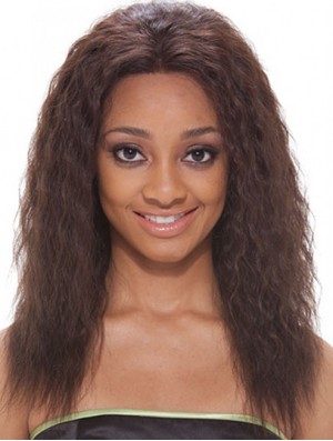 16 inch Brown Shoulder Length Without Bangs Wavy Popular Lace Wigs