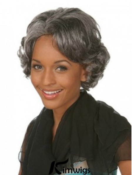 Chin Length Wavy Grey Popular African American Wigs