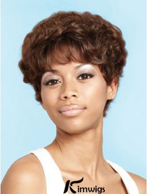 Short Brown Curly Layered Beautiful African American Wigs