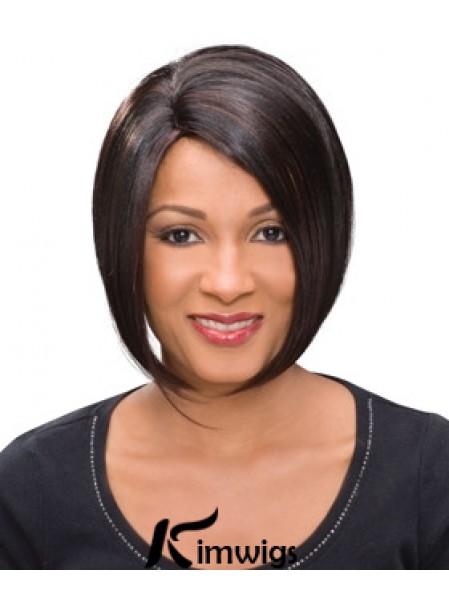 Chin Length Auburn Straight Bobs High Quality African American Wigs