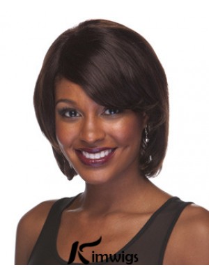 Chin Length Brown Straight Layered Gorgeous African American Wigs
