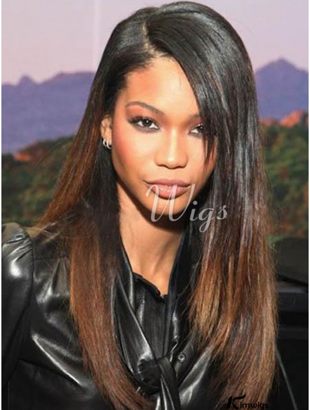 Long Ombre/2 Tone Straight With Bangs Popular African American Wigs