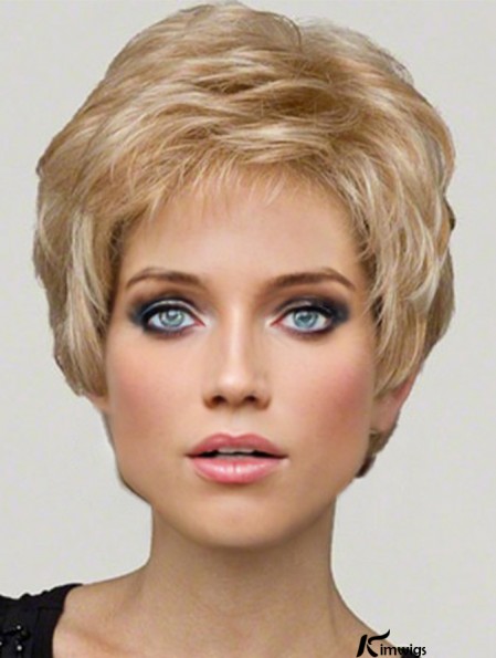 Synthetic Lace Front Wigs Blonde Color Cropped Length Boycuts