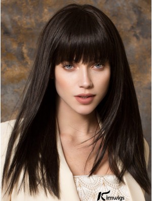 Best Synthetic Wigs With Bangs Monofilament Straight Style Black Color