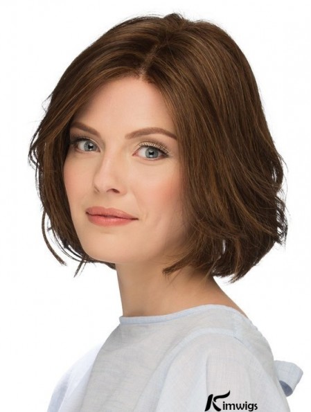 10 inch Chin Length Natural Brown Wavy Bob Wigs