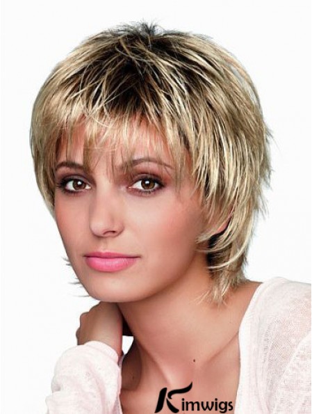 8 inch Short Designed Blonde Straight Bob Wigs