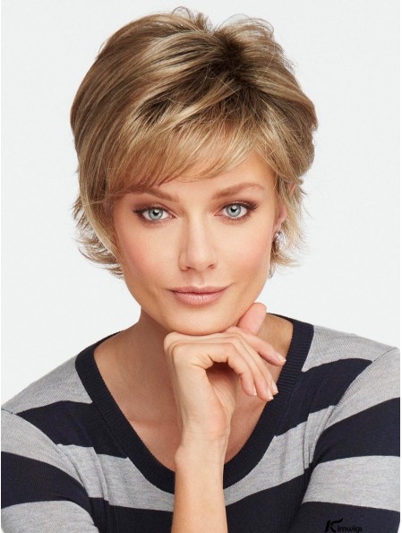 With Bangs Brown Wavy 4 inch Short Synthetic Wigs