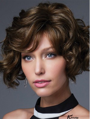 Brown 10 inch With Bangs Chin Length Incredible Monofilament Wigs