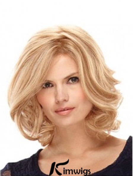 14 inch Blonde Layered Shoulder Wavy Synthetic Ladies Monofilament