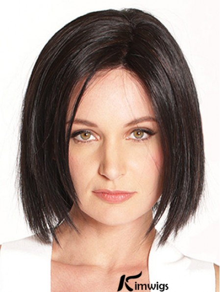 10 inch Chin Length Black Straight Soft Bob Wigs