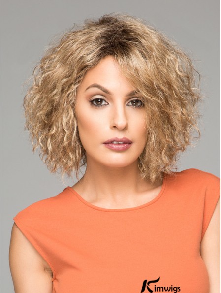 Short Curly Synthetic Wigs Chin Length Blonde Color Curly Style