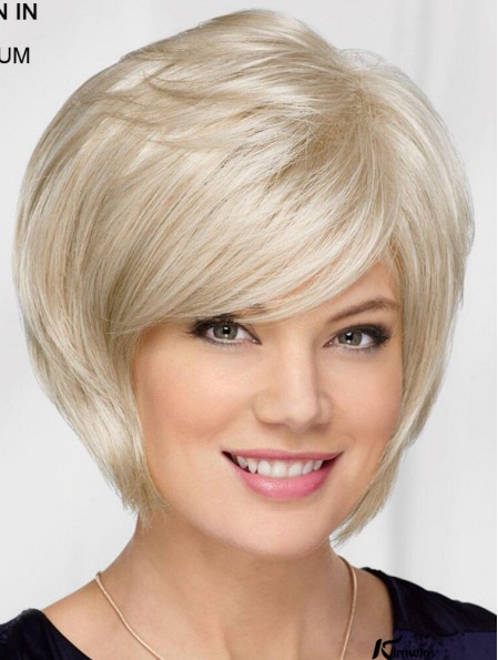 10 inch Chin Length Platinum Blonde Straight Top Bob Wigs