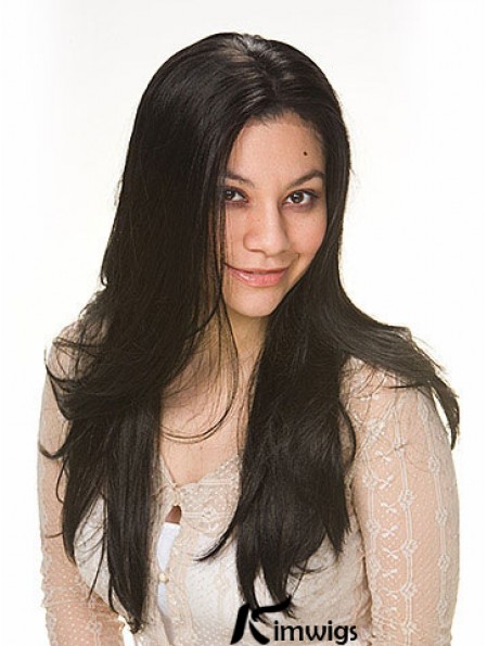 Synthetic Hair Wigs With Capless Black Color Straight Style