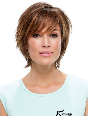 Layered Synthetic Brown 10 inch Straight Synthetic Lace Front