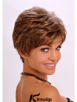 Synthetic Hair Wavy Style Auburn Color Cropped Length