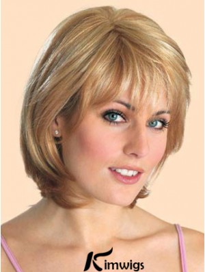 Cheap Synthetic Lace Front Wigs Straight Style Blonde Color Chin Length