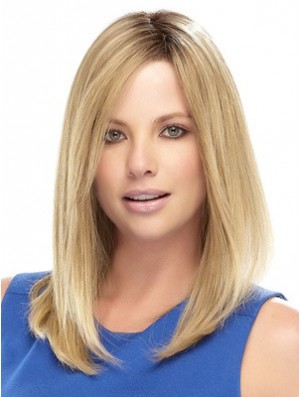 Straight Medium Length Synthetic Wig With Lace Front Shoulder Length