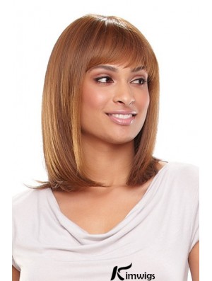 Auburn Shoulder Length Straight With Bangs 13 inch Fabulous Medium Wigs