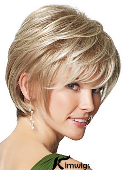 Synthetic Wigs UK Only Straight Style Short Length Blonde Color