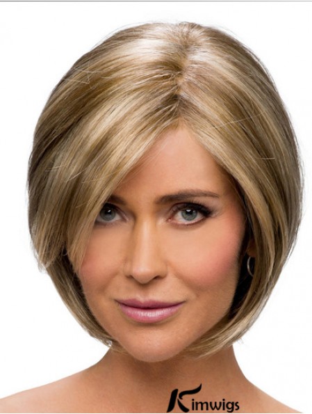 Cheap Synthetic Ladies Wigs With Monofilament Brown Color Chin Length