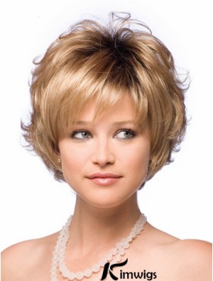 Synthetic Hair UK With Capless Short Length Blonde Color