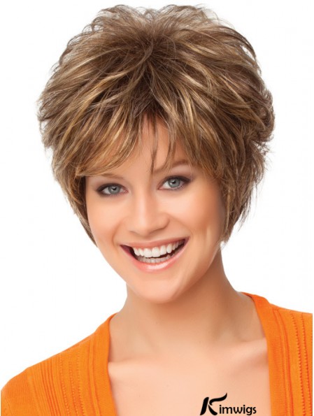 Faddish Auburn Synthetic Short Wigs With Capless Curly Style Short Length