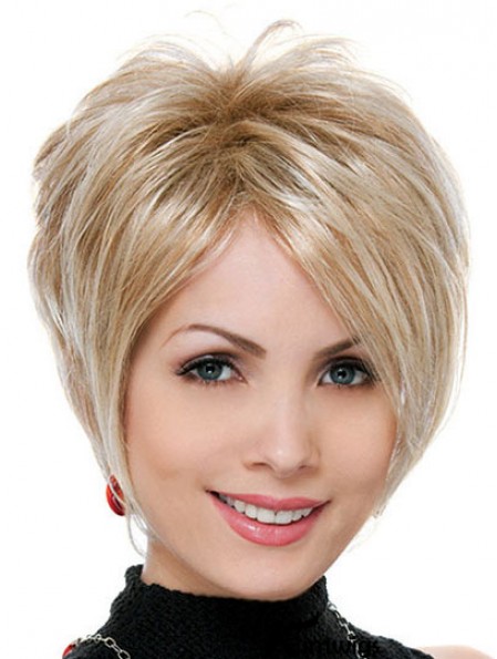 Wholesale Synthetic Hair UK Blonde Color Boycuts Straight Style