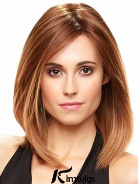 Straight Without Bangs Shoulder Length Auburn Exquisite Lace Front Wigs