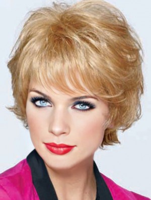 Best Blonde Short Wavy Classic Monofilament Wigs