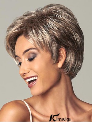 Best 7 inch Straight Brown Layered Short Wigs