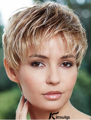 Cheapest 6 inch Straight Blonde Boycuts Short Wigs
