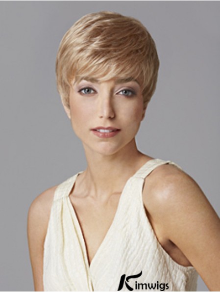 Fashionable 5 inch Straight Blonde Boycuts Short Wigs