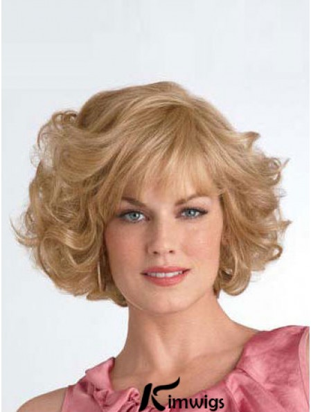 Chin Length Layered Curly Blonde Good Synthetic Wigs