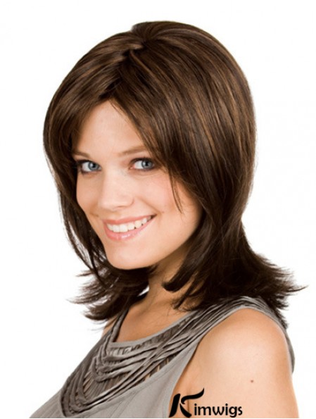 Brown Shoulder Length Wavy Layered 12 inch Fashion Medium Wigs