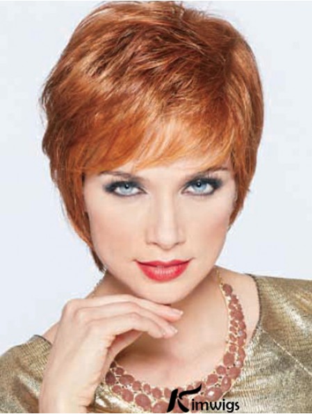 Boycuts Cropped Synthetic Straight Auburn Monofilament Wig Large