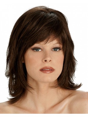 Synthetic Lace Front Wigs Wholesale UK With Bangs Brown Color