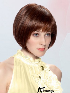 Straight Chin Length Auburn 10 inch Lace Front Durable Bob Wigs