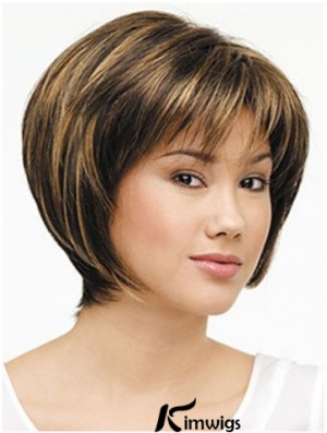 Lace Front Chin Length Straight Brown Designed Bob Wigs