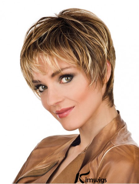 Soft 8 inch Straight Blonde Boycuts Short Wigs