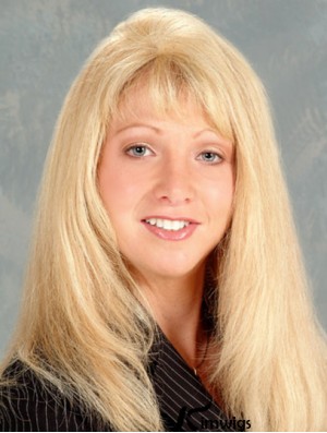 Durable Blonde Straight With Bangs Long Wigs