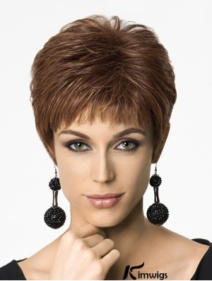 Straight Boycuts 6 inch Auburn Fashionable Synthetic Wigs