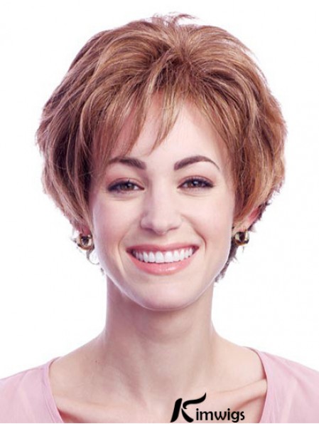 Stylish Auburn Short Layered Wavy Glueless Lace Front Wigs