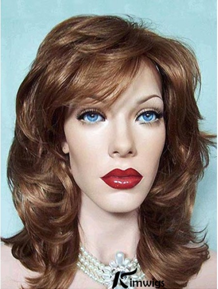 Wavy Layered Shoulder Length Brown Good Lace Front Wigs