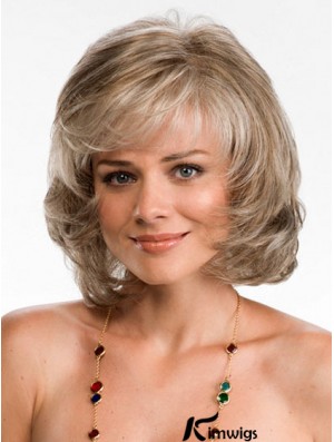 Cheapest Synthetic Lace Wigs UK Chin Length Wavy Style With Bangs