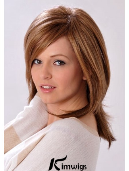 Shoulder Length Layered Straight Brown Convenient Synthetic Wigs