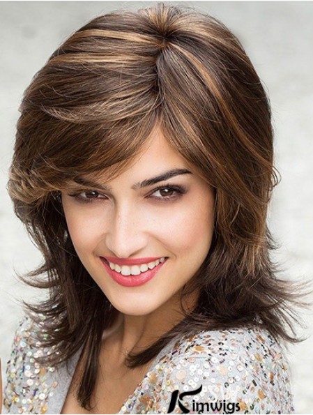 Beautiful Brown Shoulder Length Layered Straight Glueless Lace Front Wigs