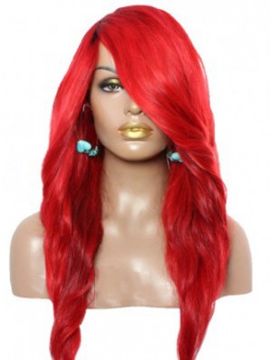 Wavy With Bangs Lace Front Amazing 22 inch Red Long Wigs